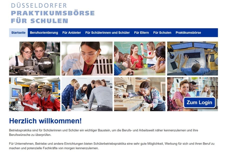 Screenshot Startseite Praktikumsboerse