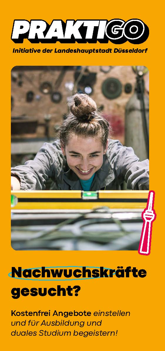 Flyer Praktigo Titelbild Mädchen mit Wasserwaage